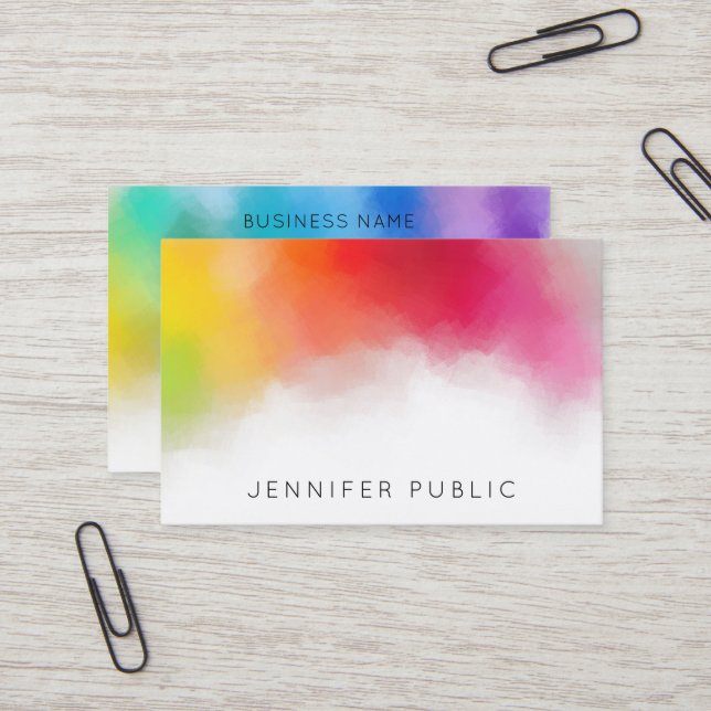 Rainbow Colours Business Modern Colourful Abstract Business Card (Front/Back In Situ)