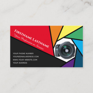 Rainbow colours camera for Photographer appointmen Business Card