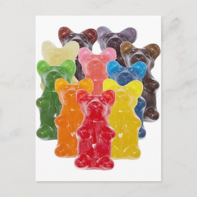 rainbow colours candy lover gummy bear postcard (Front)