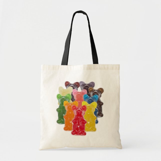 rainbow colours candy lover gummy bear tote bag (Front)