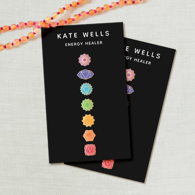 Rainbow Colours Chakras Spiritual Energy Healer Business Card (Creator Uploaded)