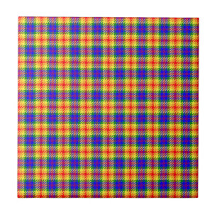 Rainbow Colours Clan Hunting Tartan Plaid Pattern Tile