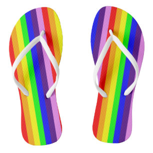 Rainbow Colours Classic Stripes Bright Colourful Flip Flops