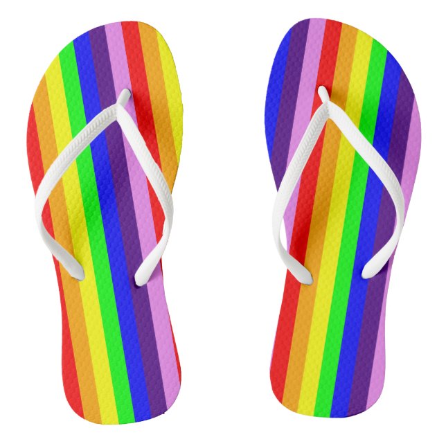Rainbow Colours Classic Stripes Bright Colourful Flip Flops (Footbed)
