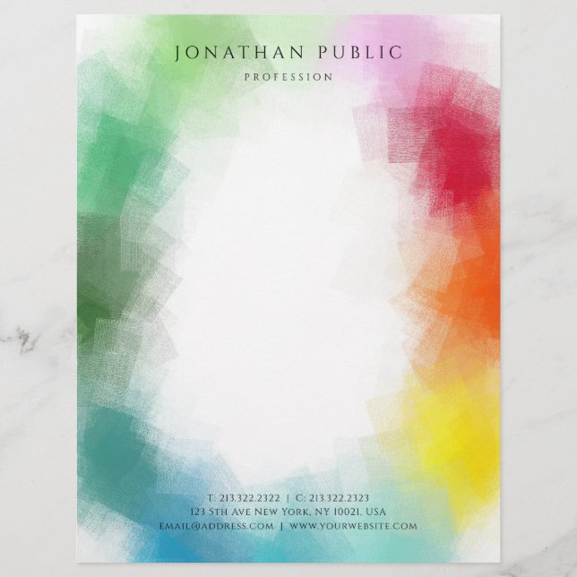 Rainbow Colours Colourful Modern Elegant Template Custom Letterhead (Front)