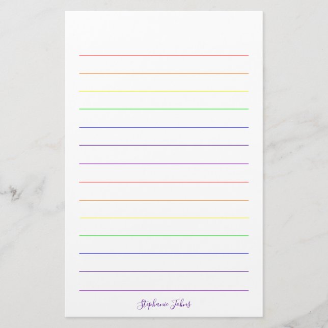 Rainbow Colours Colourful Pretty Cute Monograms Na Stationery (Front)