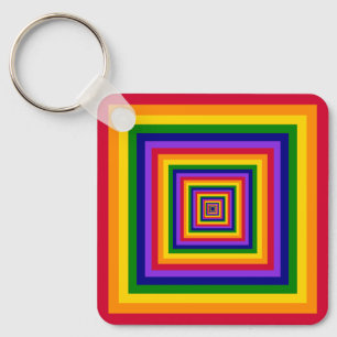 Rainbow Colours Combination / Mix of Nested Square Key Ring