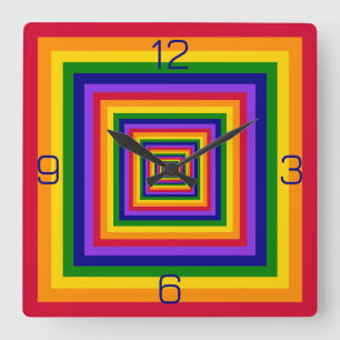 Rainbow Colours Combination / Mix of Nested Square Square Wall Clock
