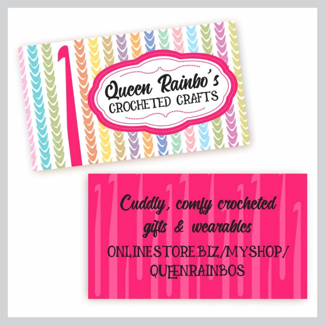 Rainbow colours crochet hook yarn strings business card (Creator Uploaded)