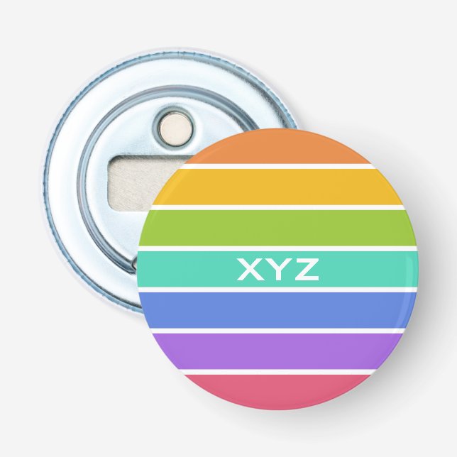 Rainbow Colours custom monogram bottle opener (Front)