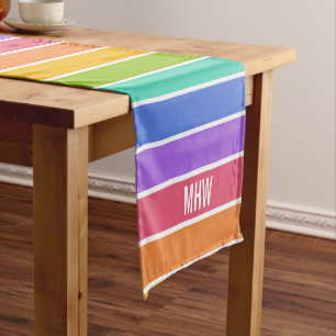 Rainbow Colours custom monogram table runners