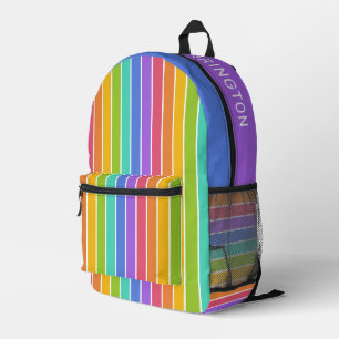 Rainbow Colours custom name Printed Backpack