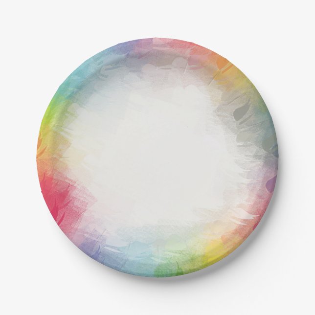Rainbow Colours Custom Party Birthday Round Paper Plate (Front)