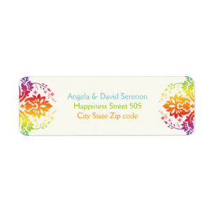 Rainbow colours damask wedding