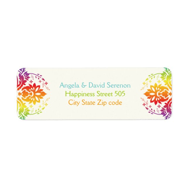 Rainbow colours damask wedding (Front)