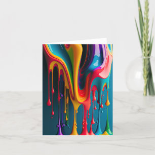 Rainbow Colours Dripping Paint Colourful Beautiful Card