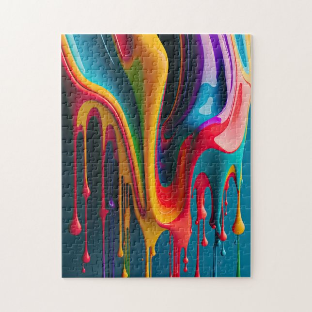 Rainbow Colours Dripping Paint Colourful Beautiful Jigsaw Puzzle (Vertical)