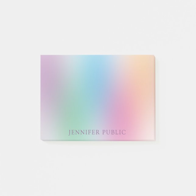 Rainbow Colours Elegant Personalised Modern Post-it Notes (Front)