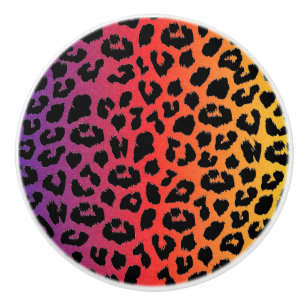 Rainbow Colours Fantasy Leopard Print Pattern Ceramic Knob
