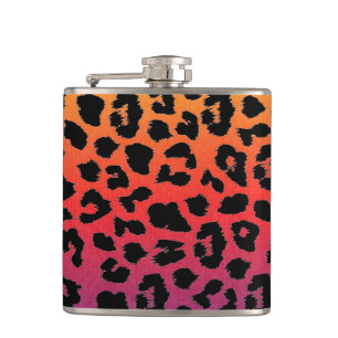 Rainbow Colours Fantasy Leopard Print Pattern Hip Flask