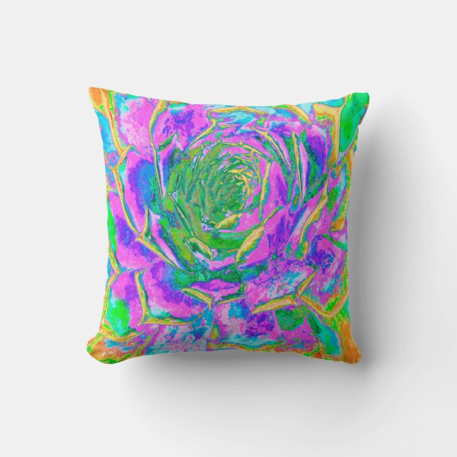 Rainbow Colours Fiesta Succulent Sedum Rosette Cushion (Front)