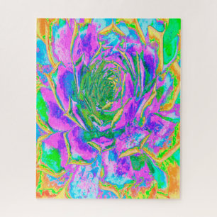 Rainbow Colours Fiesta Succulent Sedum Rosette Jigsaw Puzzle
