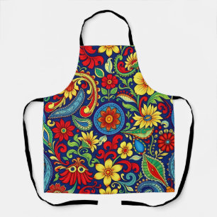 Rainbow Colours Flower Paisley Design Apron