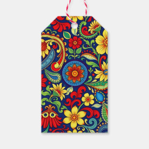 Rainbow Colours Flower Paisley Design Gift Tags
