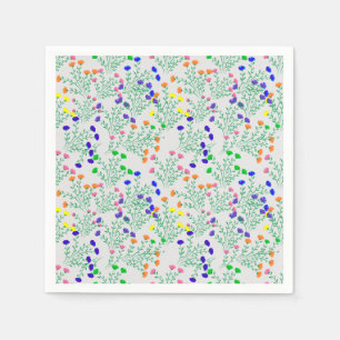 Rainbow colours Flowersx4.Offwhite BG Napkin