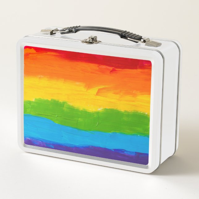 Rainbow Colours Gay Lesbian LGBT Metal Lunch Box (Front)