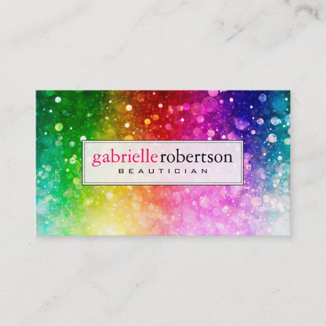 Rainbow Colours Glitter And Sparkles Business Card (Front)