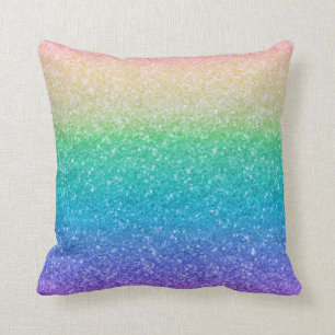 Rainbow Colours Glitter Sparkle Girly Glam Colourf Cushion
