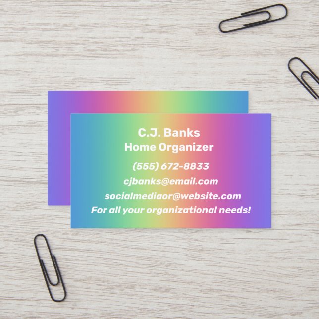 Rainbow Colours Gradient Business Cards (Front/Back In Situ)