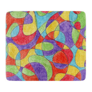 Rainbow Colours Hand Drawn Crayon Doodle Pattern Cutting Board
