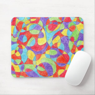 Rainbow Colours Hand Drawn Crayon Doodle Pattern Mouse Mat