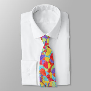 Rainbow Colours Hand Drawn Crayon Doodle Pattern Tie