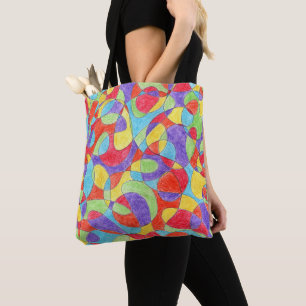 Rainbow Colours Hand Drawn Crayon Doodle Pattern Tote Bag