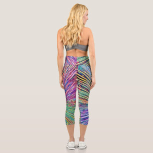 Rainbow Colours Happy Abstract Art Capri Leggings