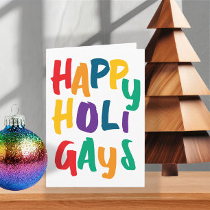 Rainbow Colours Happy Holigays Christmas Holiday Card