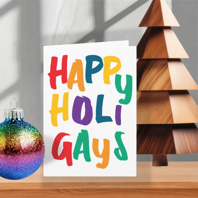 Rainbow Colours Happy Holigays Christmas Holiday Card (Rainbow Colors Happy Holigays Christmas Holiday Card by Ricaso. Fun bold Happy Holidays Gay Themed)