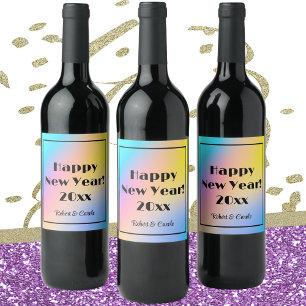 Rainbow Colours Happy New Year (6) Bottle Labels