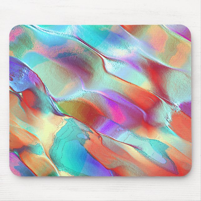 Rainbow colours in virtual pearly rock mouse mat (Front)
