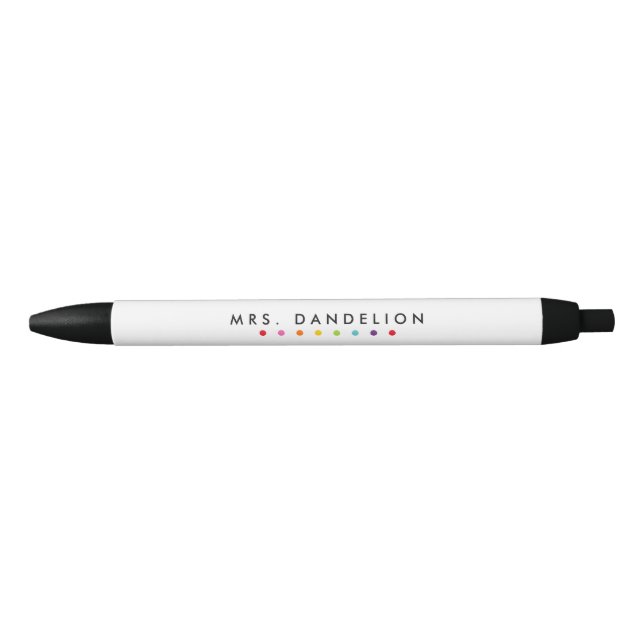 Rainbow Colours | Kindergarten Teacher Black Ink Pen (Front)