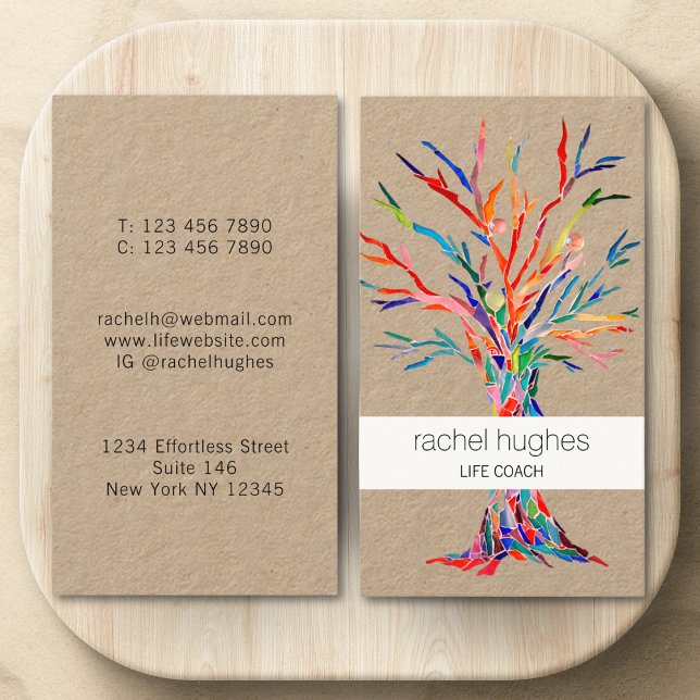 Rainbow Colours Life Coach Kraft Business Card (Creator Uploaded)