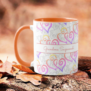 Rainbow Colours Linked Heart Artwork Custom Mug