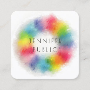 Rainbow Colours Modern Abstract Elegant Template Square Business Card