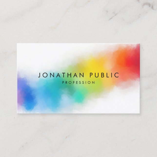 Rainbow Colours Modern Colourful Abstract Art Business Card (Front)