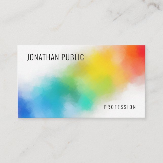 Rainbow Colours Modern Colourful Abstract Art Tren Business Card (Front)