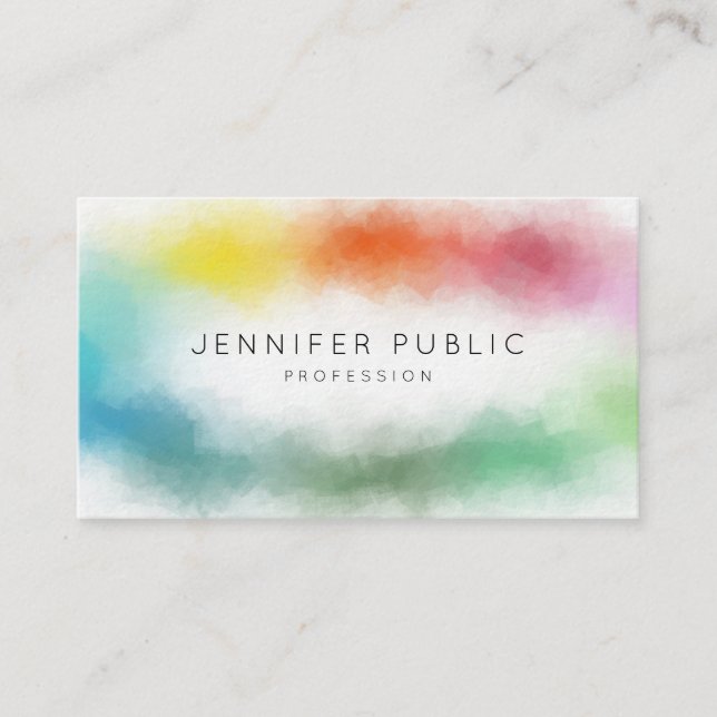Rainbow Colours Modern Colourful Abstract Template Business Card (Front)