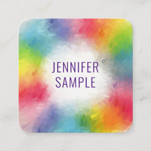 Rainbow Colours Modern Elegant Template Trendy Square Business Card